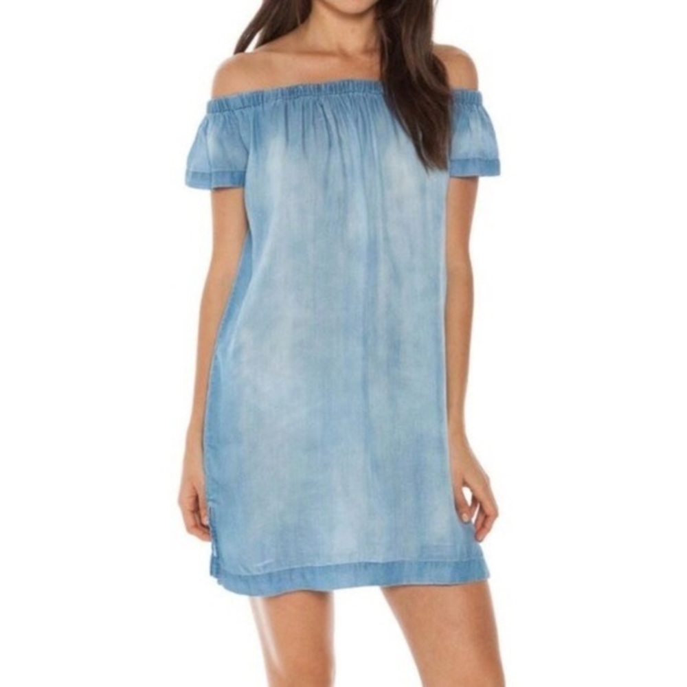Cloth & Stone Chambray Off Shoulder Denim Dress